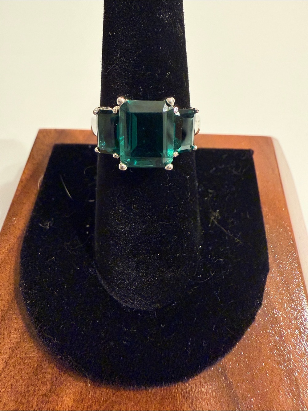 Sterling Silver Helenite Three-Stone Cocktail Ring